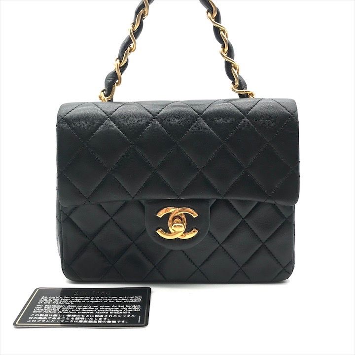 美品 CHANEL シャネル ココマーク ミニ マトラッセ ラムスキン ターン