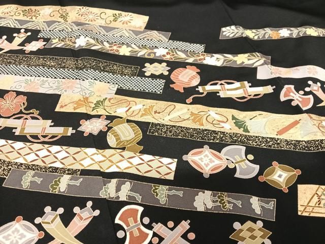 平和屋着物○豪華黒留袖 刺繍 地紙重ね梅松文 金彩 やまと誂