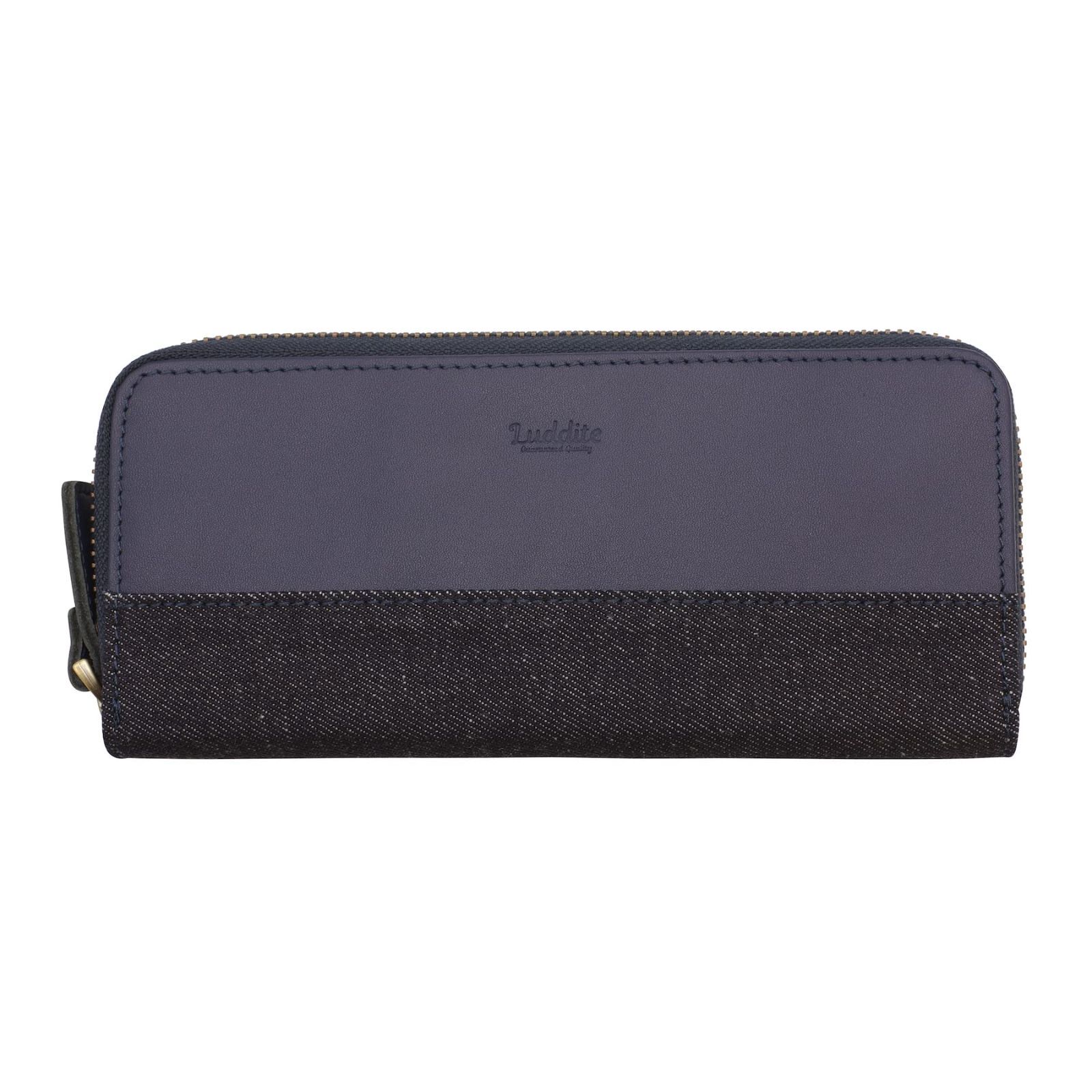 ラダイト 革コンビ ラウンドジップ ペンケース 2 ネイビー デニム 本革 筆箱 LDKC-RZP2-11