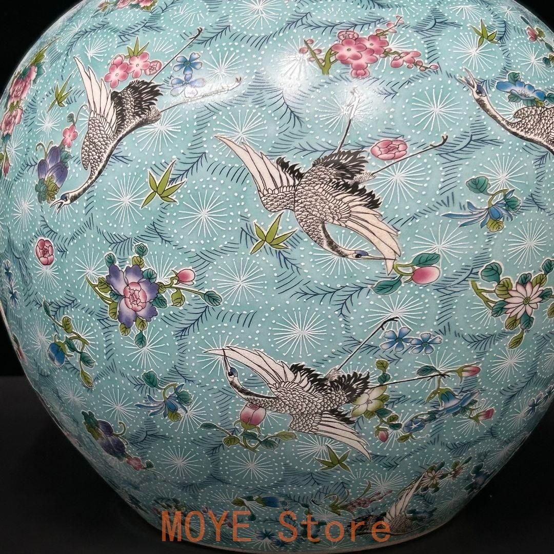 大清雍正夜光磁器百鶴舞う図天球瓶 収蔵品 美品 景徳鎮 現代工芸