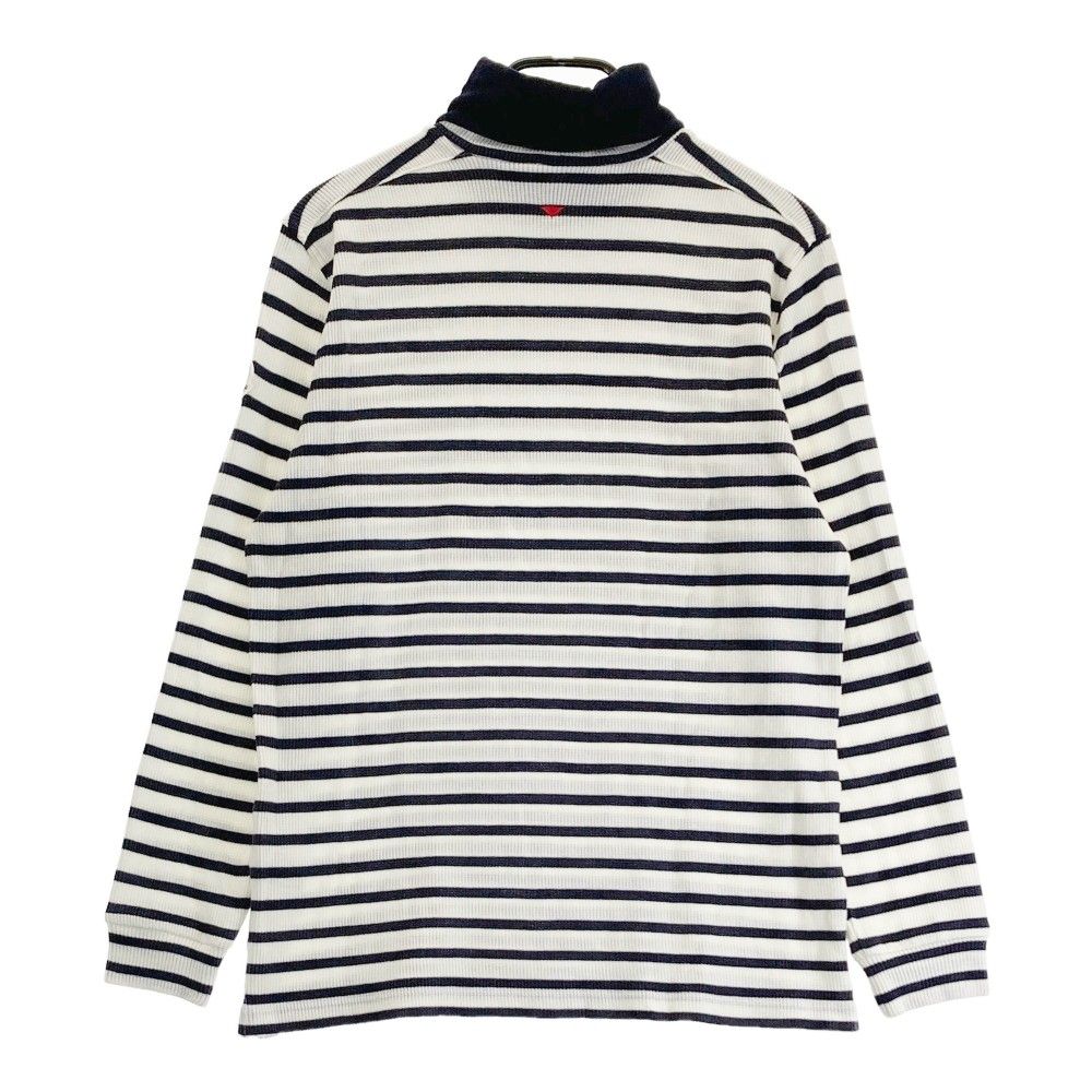 【サイズ L美品】アンパスィ　長袖モックネックシャツ　ゴルフ　ボーダー　メンズ サイズ L美品】アンパスィ 長袖モックネックシャツ ゴルフ