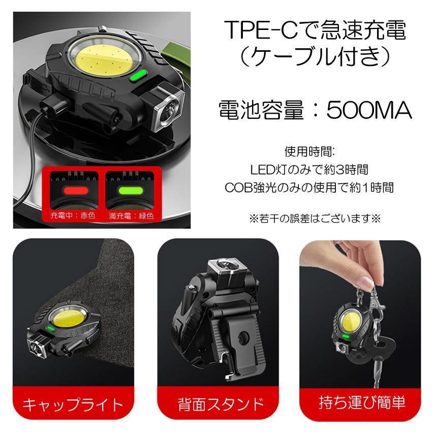 2個セット】【爆光】 懐中電灯 キャップライト クリップライト