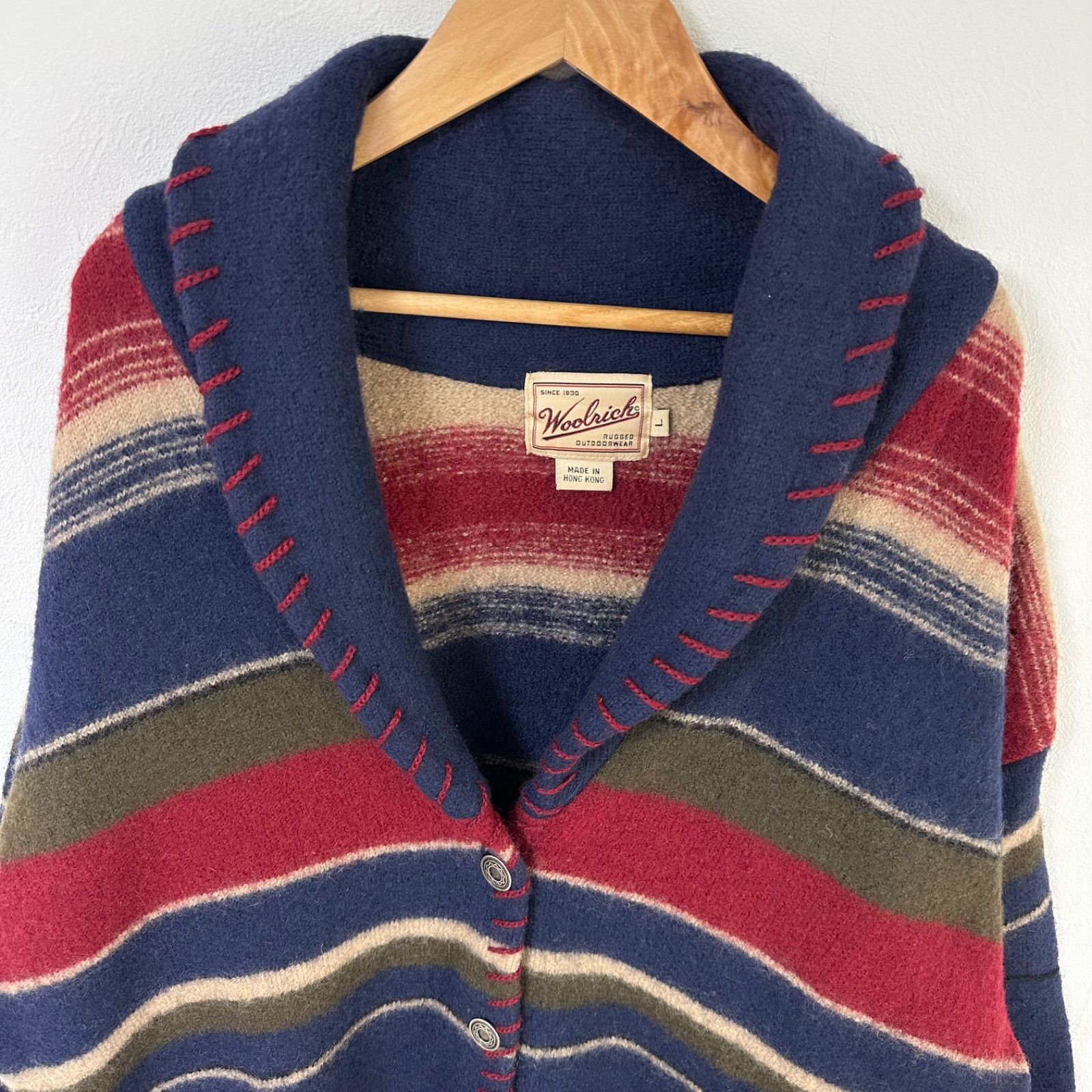 【Woolrichウールリッチ】ネイティブボーダー　ニットカーディガン　ウール Woolrich ウールリッチ】ネイティブボーダー ニットカーディガン