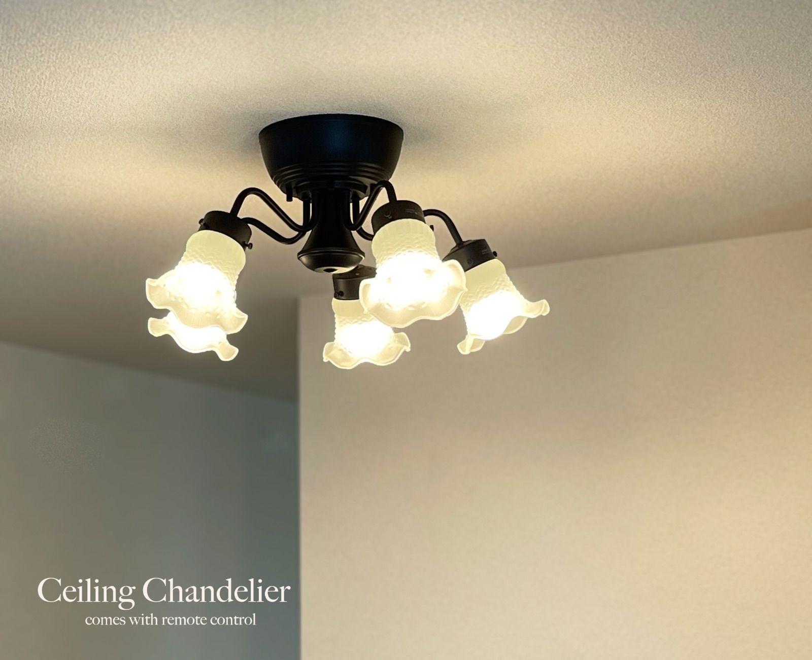 レトロ調マーブルガラス3灯シーリングシャンデリア 天井照明