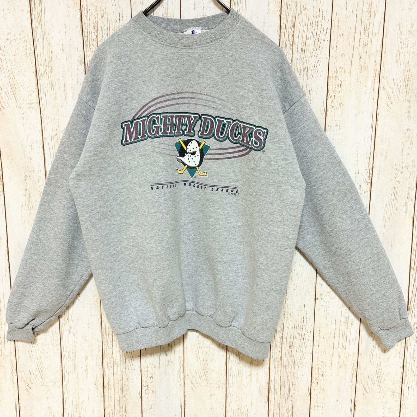 90s LOGO NHL MightyDucks of Anaheim マイティダックス・オブ・アナハイム プリント スウェット トレーナー M  USA古着 - メルカリ