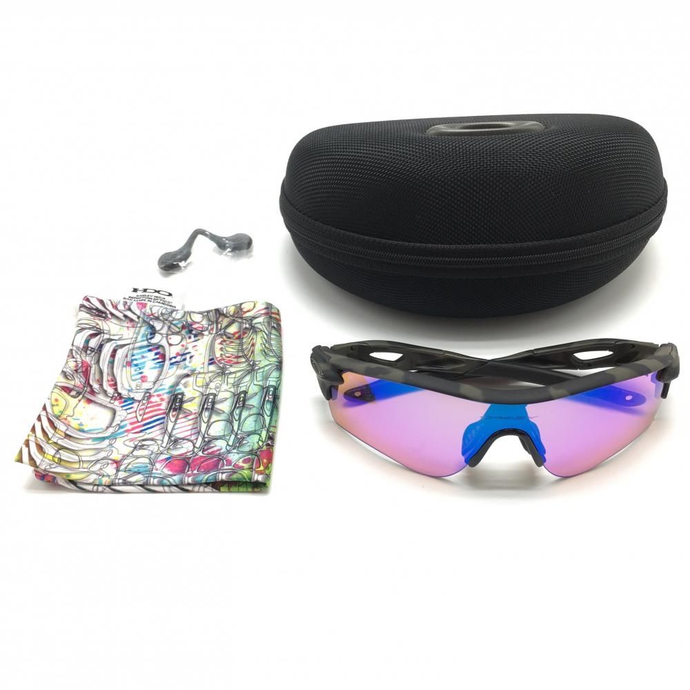 【美品】オークリー スポーツサングラス グレー×黒 カモフラ調 RADAR LOCK 収納ケース付きゴルフ Oakley