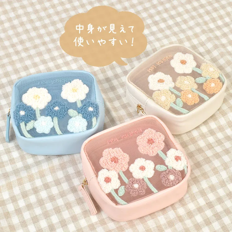 ポーチ 小物入れ ミニ 小さめ かわいい おしゃれ 花柄 北欧 メッシュ