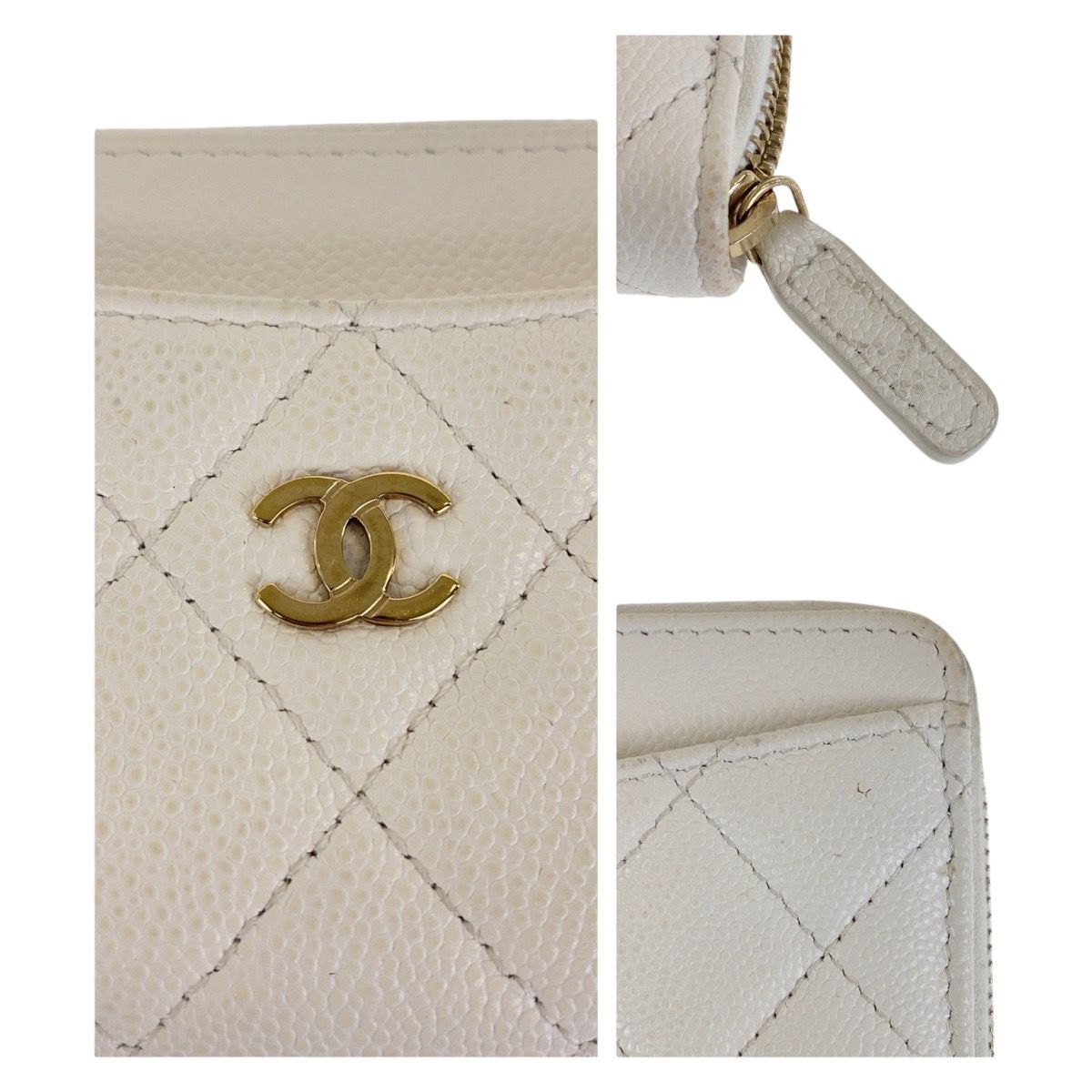 美品 CHANEL シャネル マトラッセ ココマーク ホワイト ゴールド