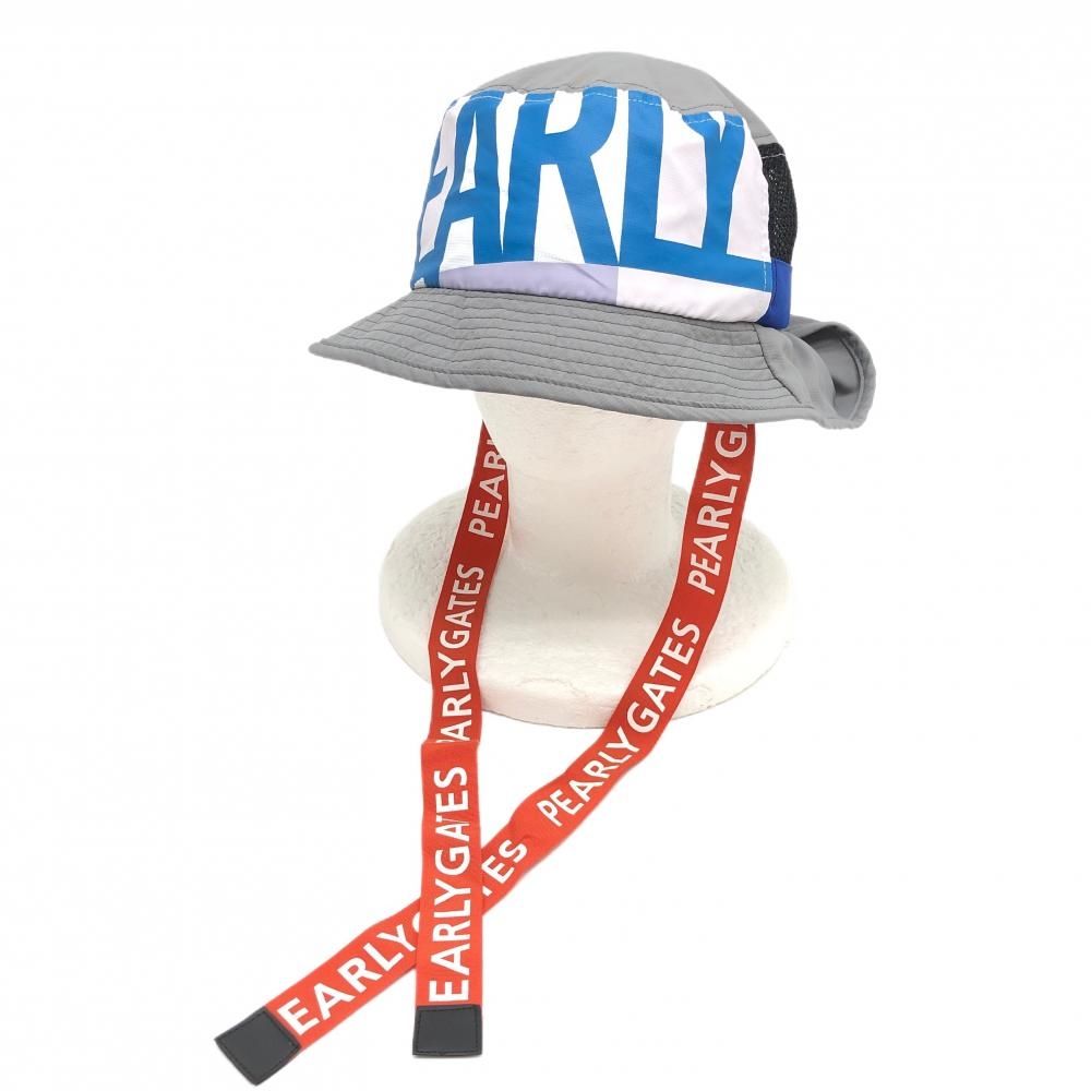 超美品】パーリーゲイツ ハット グレー×ブルー 一部メッシュ