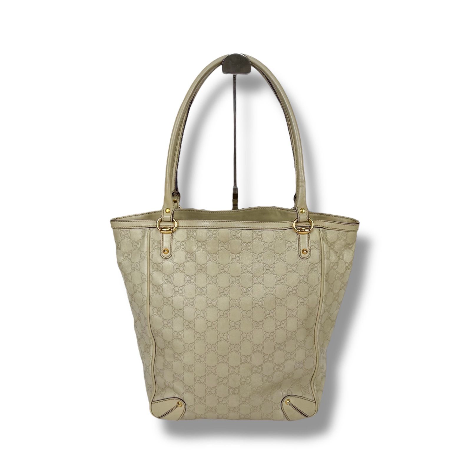 グッチ GUCCI シマレザー トートバッグ ショルダーバッグ アイボリー