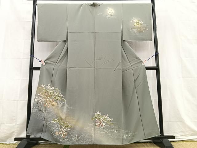 平和屋着物●訪問着　道長風景松竹梅　正絹　逸品　未使用　CAAZ3879yc 平和屋着物□訪問着 人物風景文 松竹梅 暈し染め 金彩 正絹 逸品