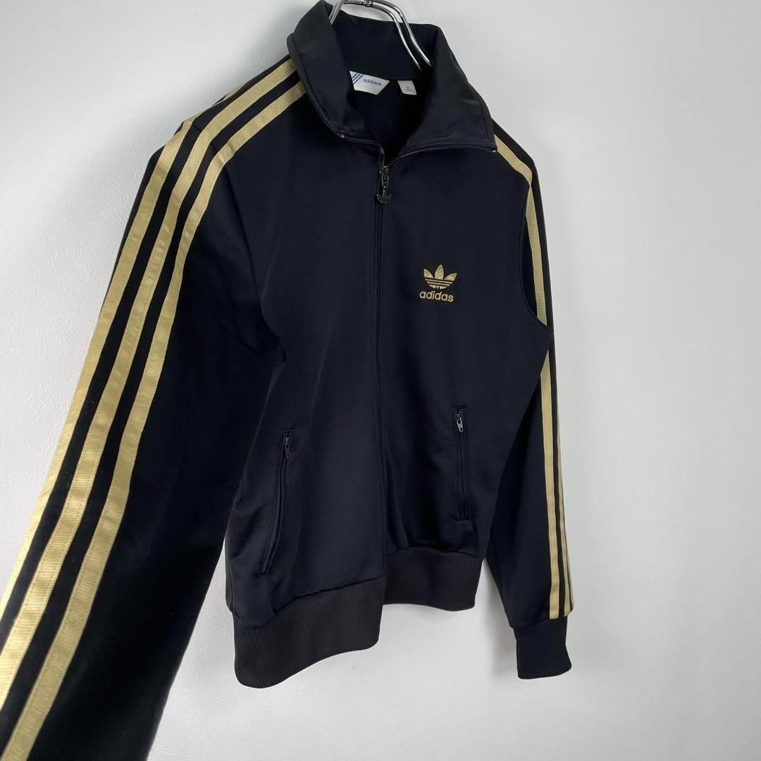 【美品】READYMADE ブラック ジャージ 即納】アディダス ジャージ 黒金 レディースM トラックジャケット 美品