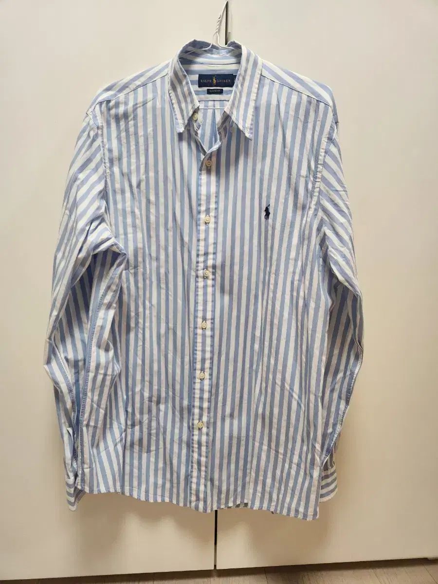 ポロ Ralph Lauren ラルフローレン クラシックフィット L ブルーストライプ シャツ