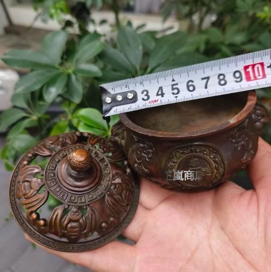 銅 細工 香炉 銅器 茶道具 重厚 極細工 工芸品 美術品 置物