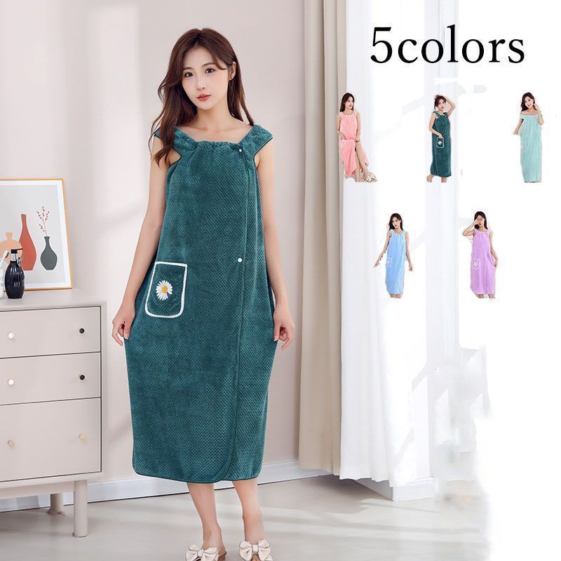 着るバスタオル ワンピース 大きい サイズ ラップタオル バスローブ レディース大判タオル 5色 お風呂上がり ルームウェア コーラルフリー