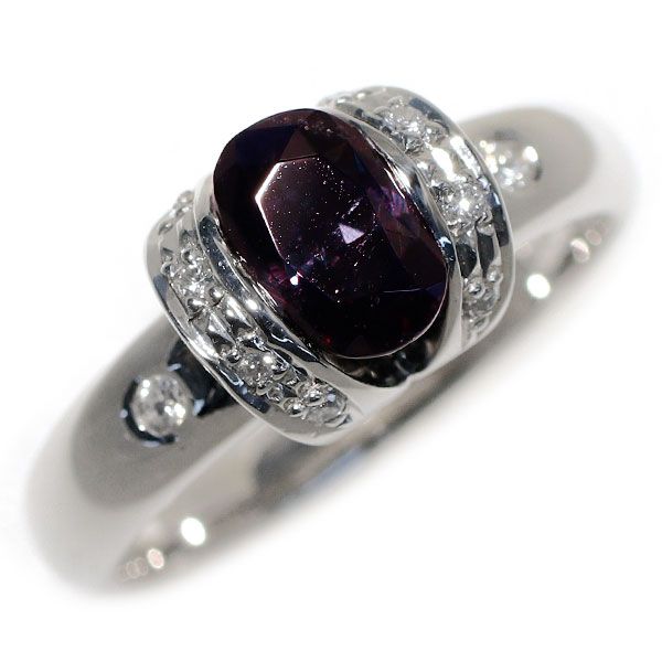 Pt900 カラーチェンジ ガーネット ダイヤモンド リング 1.04ct