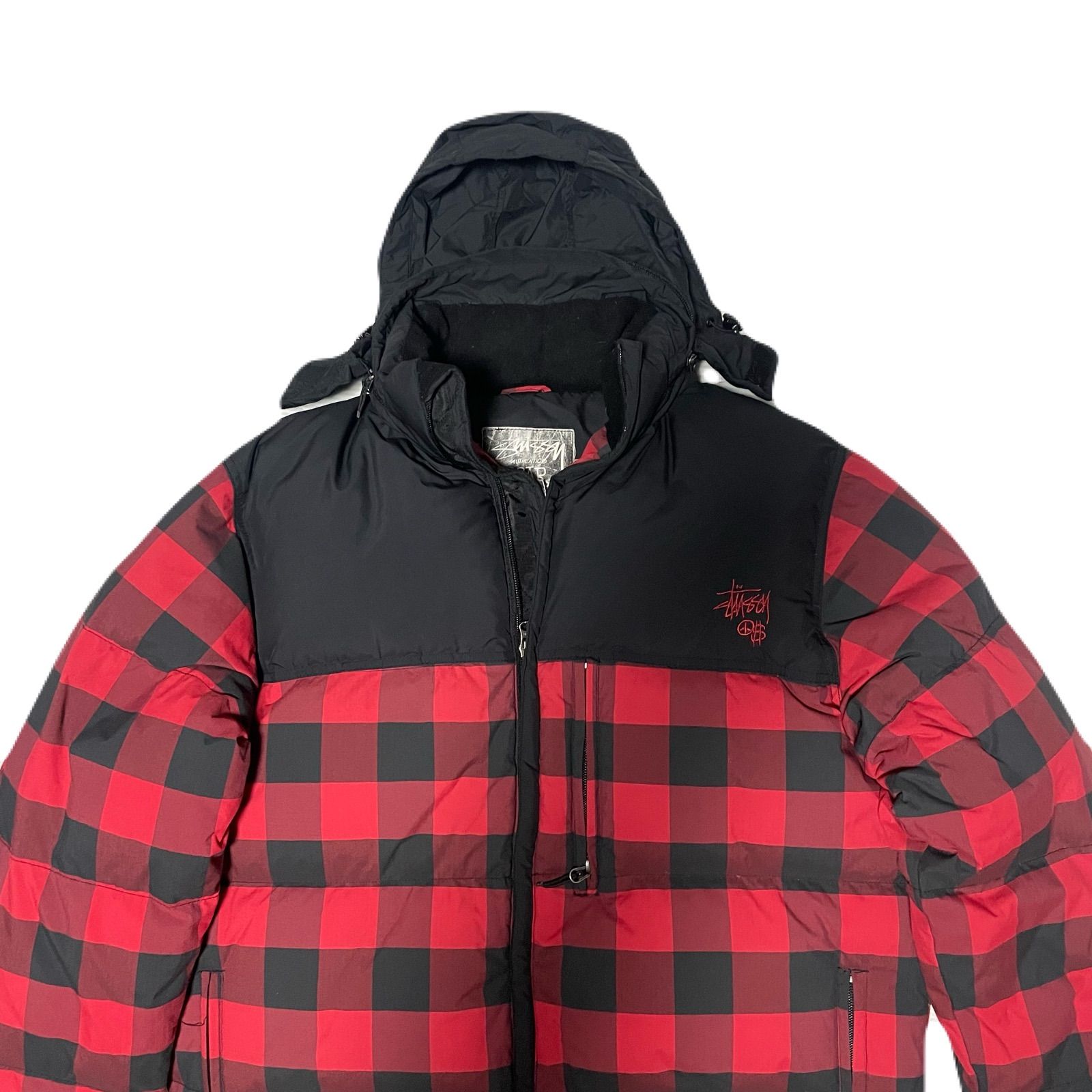 メンズ old stussy ステューシー ダウンジャケット ブロックチェック.