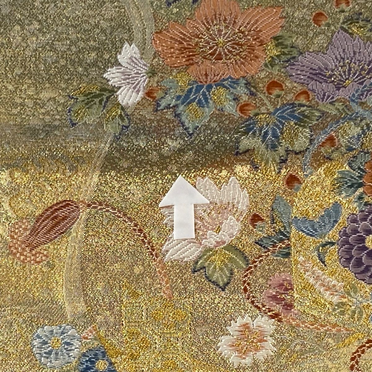 袋帯 秀品 瑞華琳派文 鶴 金銀糸 箔 金色 六通 正絹 【中古】 袋帯 秀品 瑞華琳派文 鶴 金銀糸 箔 金色 六通 正絹 【中古】