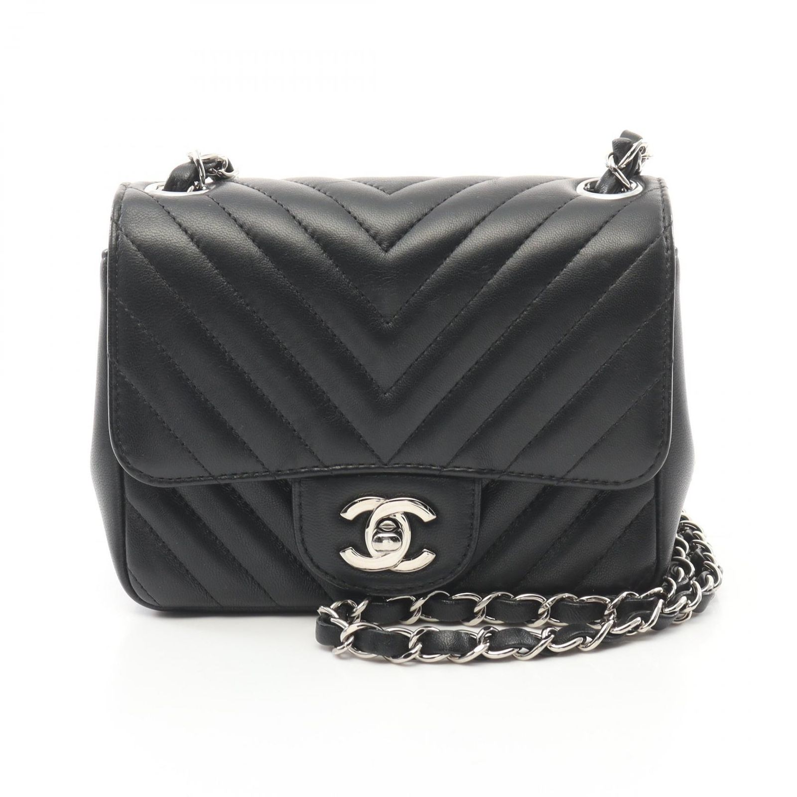 シャネル CHANEL ショルダーバッグ ミニ フラップバッグ シェブロン V 