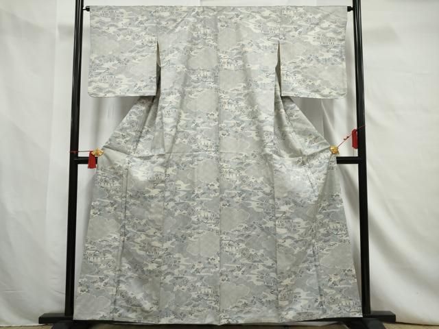 平和屋着物□上質な紬 雲取り風景文 正絹 逸品 未使用 CAAQ7628ev