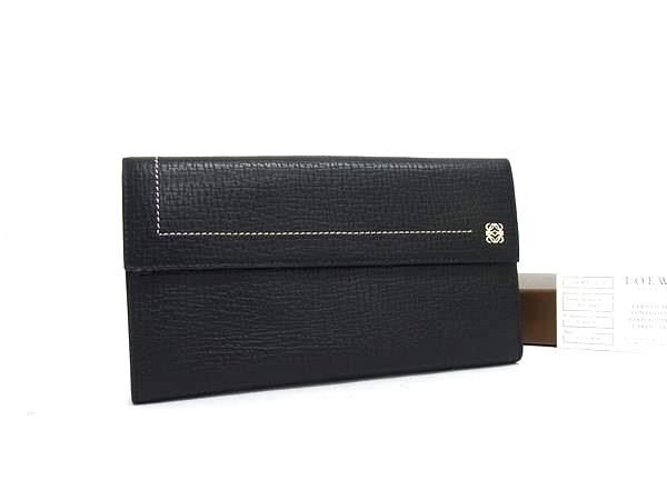 LOEWE ロエベ アナグラム レザー 二つ折り 長財布 ウォレット 札入れ 小銭入れ カード入れ ブラック系 BN5368