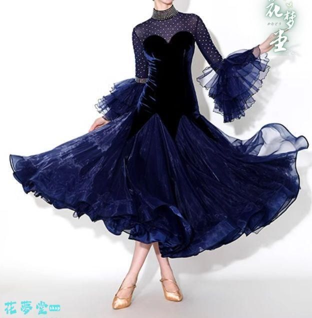 25年 社交ダンスドレス ドレス モダンダンス ベルベット オーダーメイド 撮影会 舞台 イベント 花夢堂-113