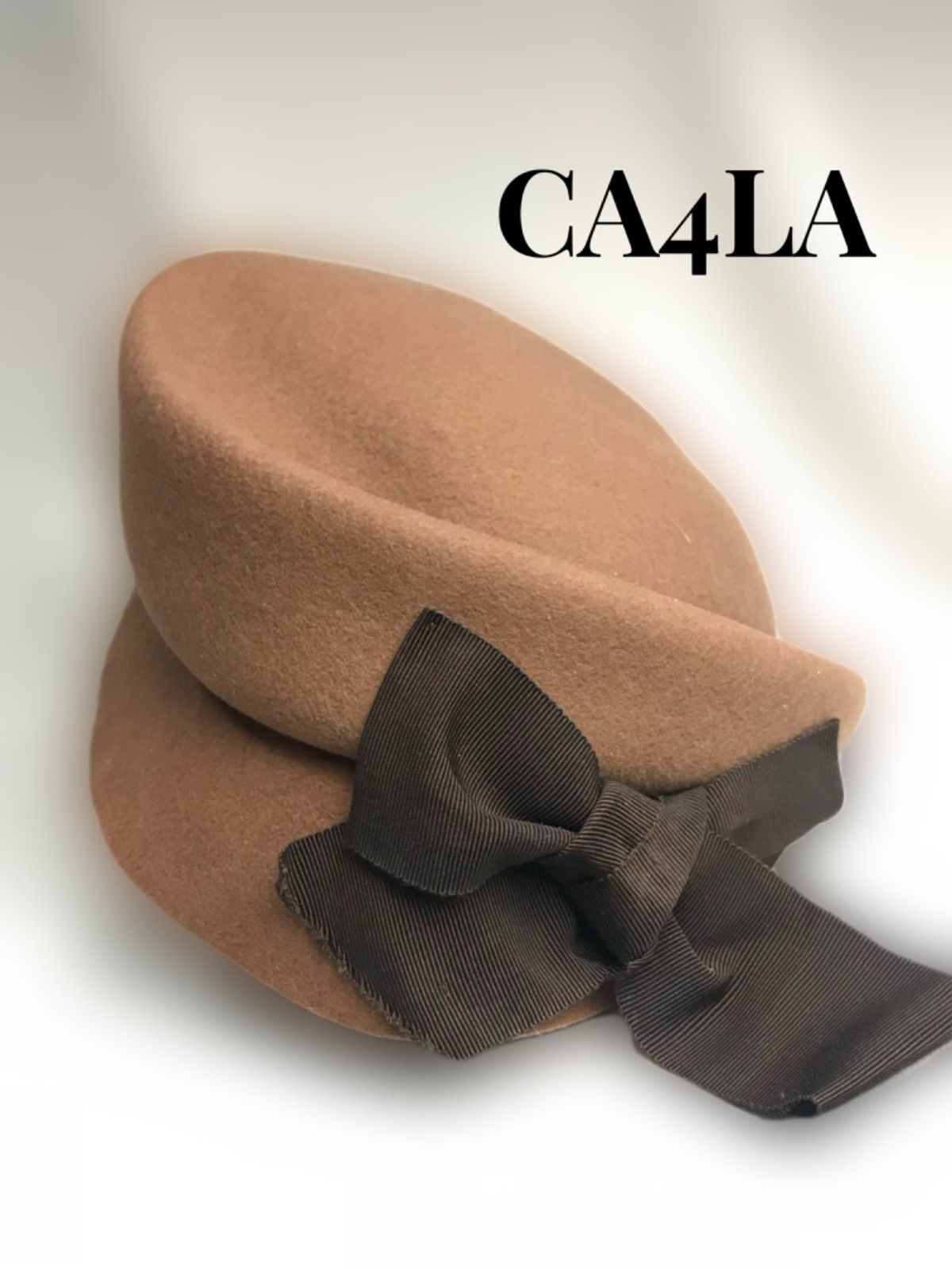 美品』CA4LA カシラ ブラック✖️リボン 帽子 ムーンストーン-