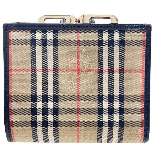 バーバリー 財布 バーバリーチェック がま口財布 キャンバス レザー 革 ベージュ系 ブラック 黒 BURBERRY Burberrys バーバリーズ 二つ折り財布 コンパクト財布 ミニ財布 ミニウォレット ウォレット サイフ レディース 女性