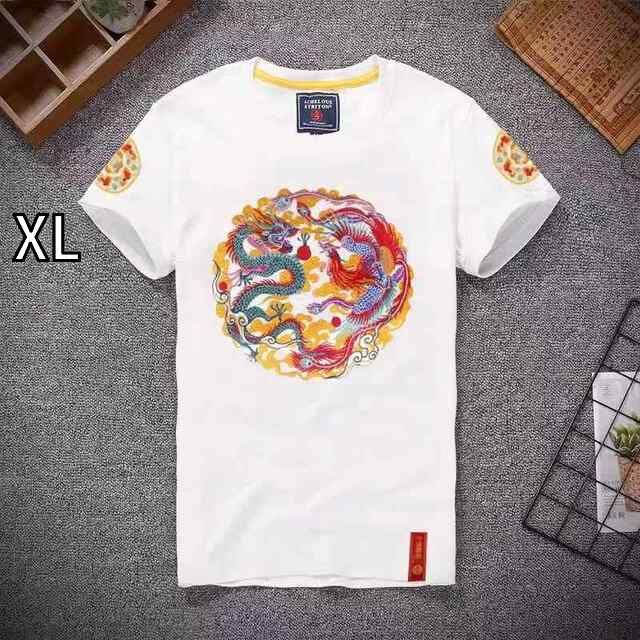 [XL]メンズ ファッション 服 用 オシャレ シンプル 大人 かっこいい ストリート 夏コーデ トップス  シャツ 故宮龍鳳凰 半袖 半袖 T レトロ 