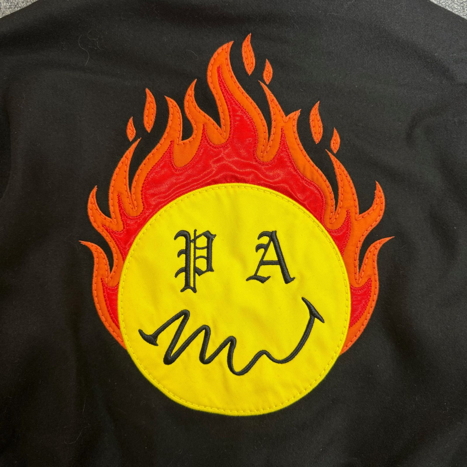 美品 Palm Angels 21AW Burning Head Varsity Jacket バーニングヘッド