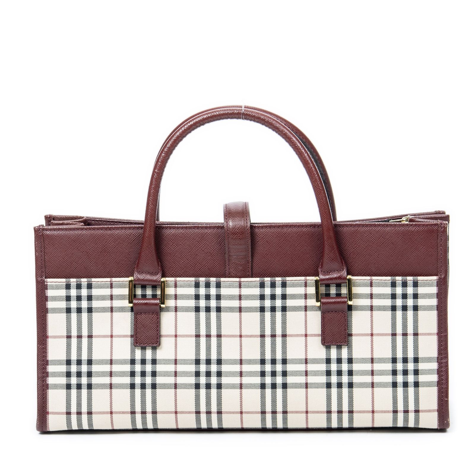 Burberry バーバリー ノバチェック バーガンディ トート ハンドバッグ