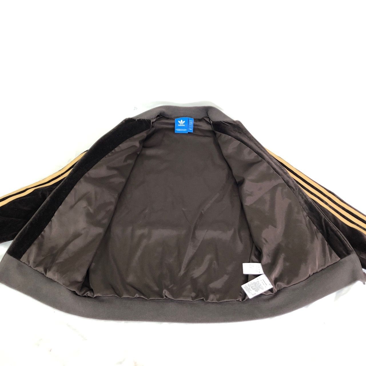 adidas アディダス ベロア トラックジャケット S ブラウン ゴールド 