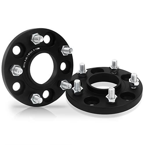 15MM JiiinMiiin ハブ付 ワイドトレッドスペーサー 15mm PCD114.3 5H 内径60.1mm M12×P1.5 鍛造 マットブラック 2枚セット