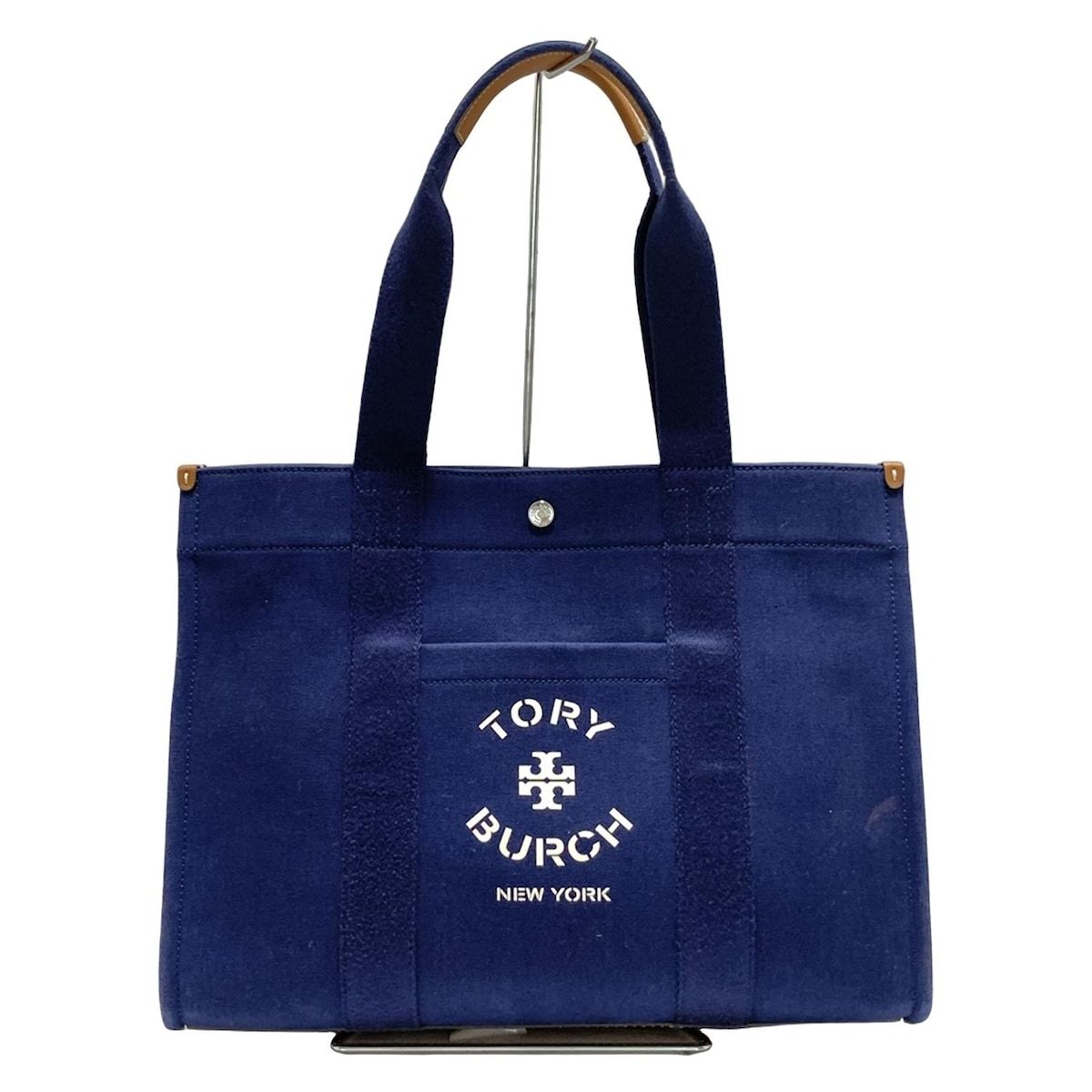 TORY BURCH トリーバーチ トートバッグ - ネイビー×ブラウン レザー