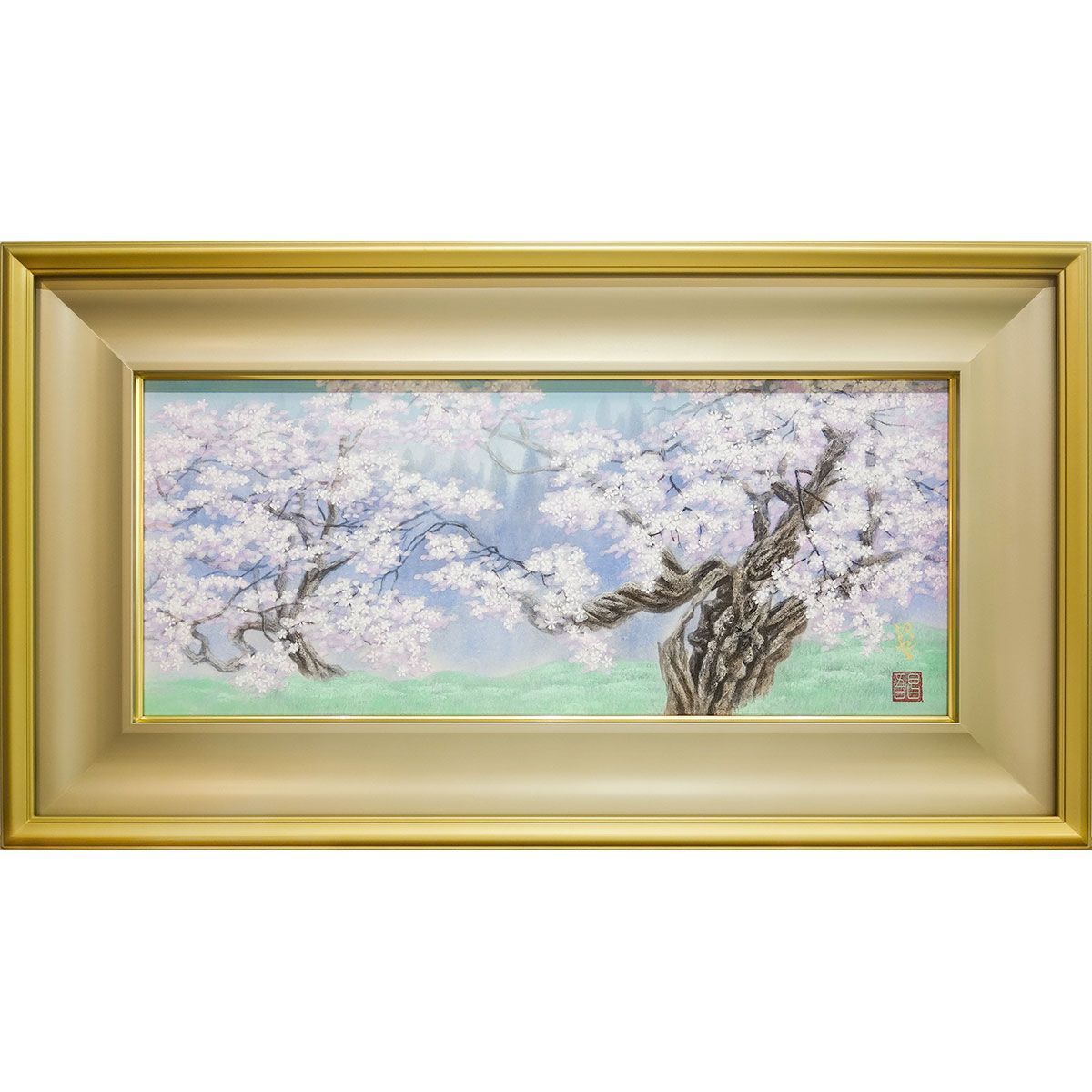 日本画 広森昌吾 「臥龍桜」 WF3号 額付き 真筆 肉筆画 手描き 風景画 ヨコ長の絵 エドヒガン サクラ 満開 さくら 国の天然記念物 大幢寺の桜  Y111 - メルカリ