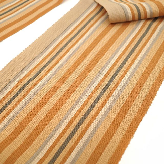 中古】 夏物 名古屋帯 八寸 全通 諸紙布 柿渋染 茶色 ブラウン  