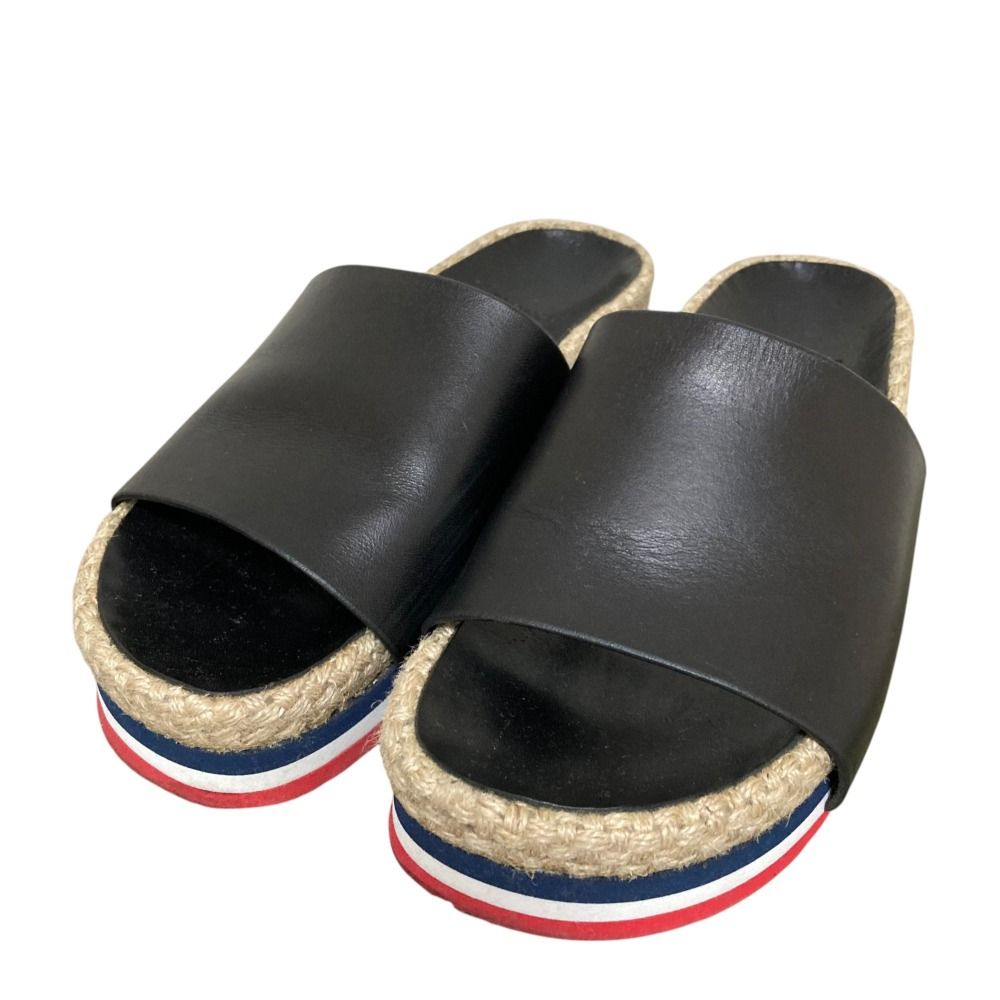 MONCLER モンクレール レザーサンダル size41/ネイビー×ブラウン モンクレールMONCLER 茶タグ シープスキンレザーダウン