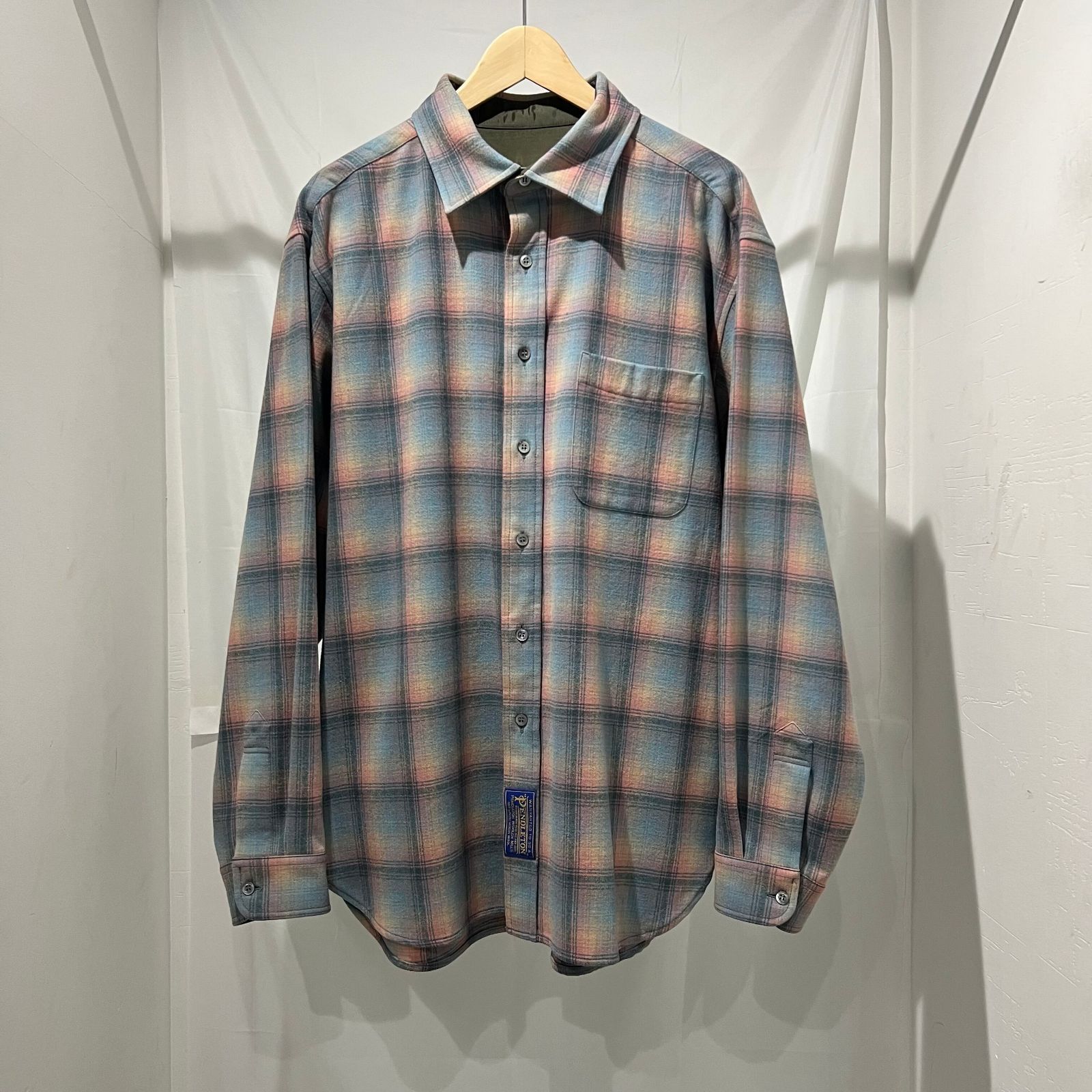 Maison Margiela × PENDLETON メゾンマルジェラ × ペンドルトン 23AW Wool Tweed Oversize Check Shirt チェックシャツ ライトブルー系 size40 S67DT0002【中目黒R02】