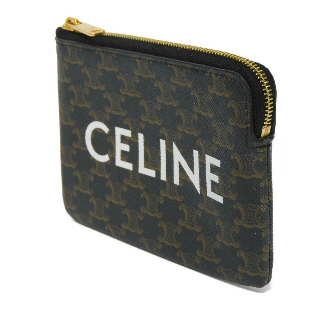 CELINE セリーヌ ロゴ コイン & カードケース ホワイト ゴールド