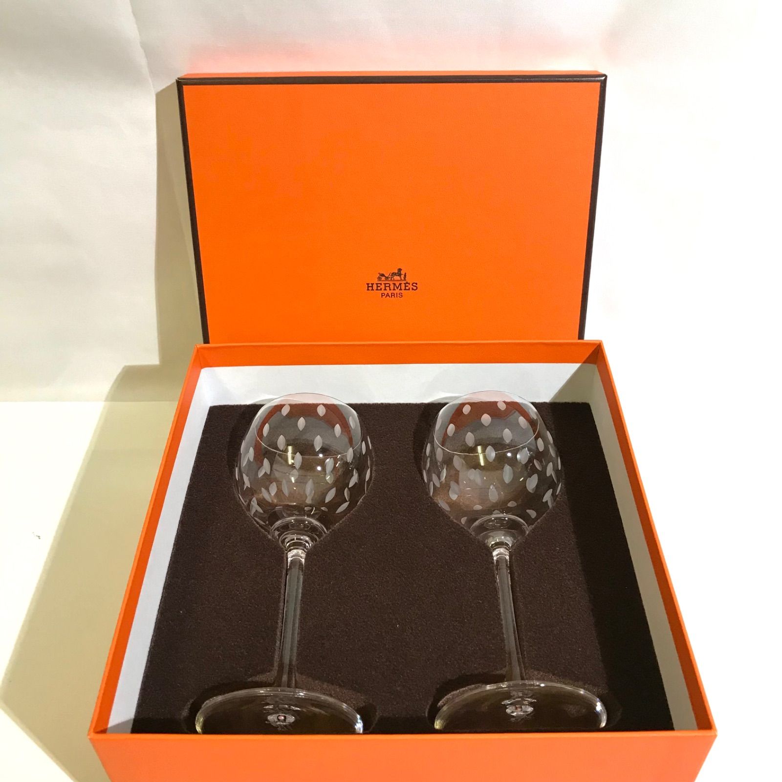 ◇美品◇エルメス ファンファーレ シャンパングラス 2客 ペア 箱つき  