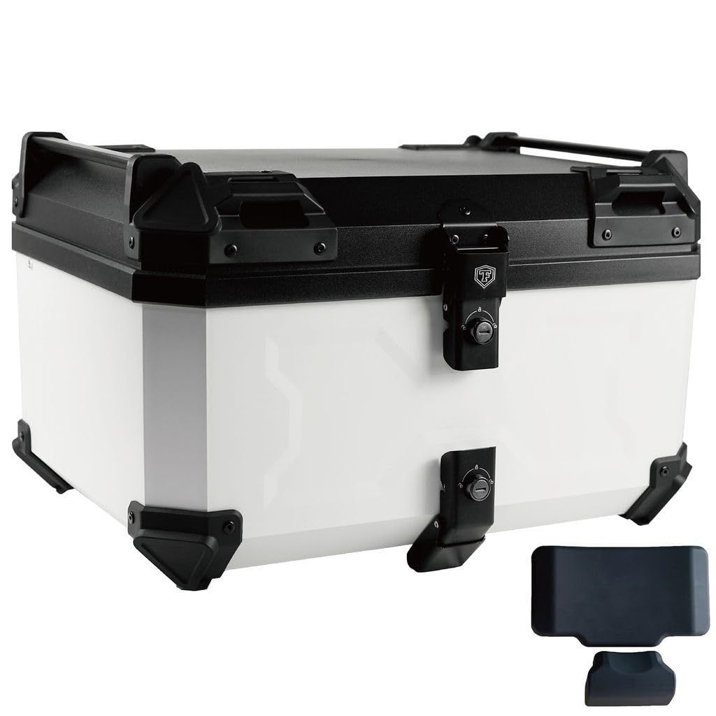 リアボックス トップケース パニアケース 大容量 取付ベース付属 フルフェイス対応 バイクボックス WHITE 58L