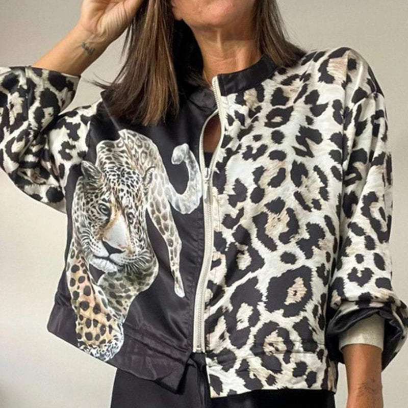 スカジャン レディース 即購入OK ヒョウ柄 ジャケット 秋 プリント