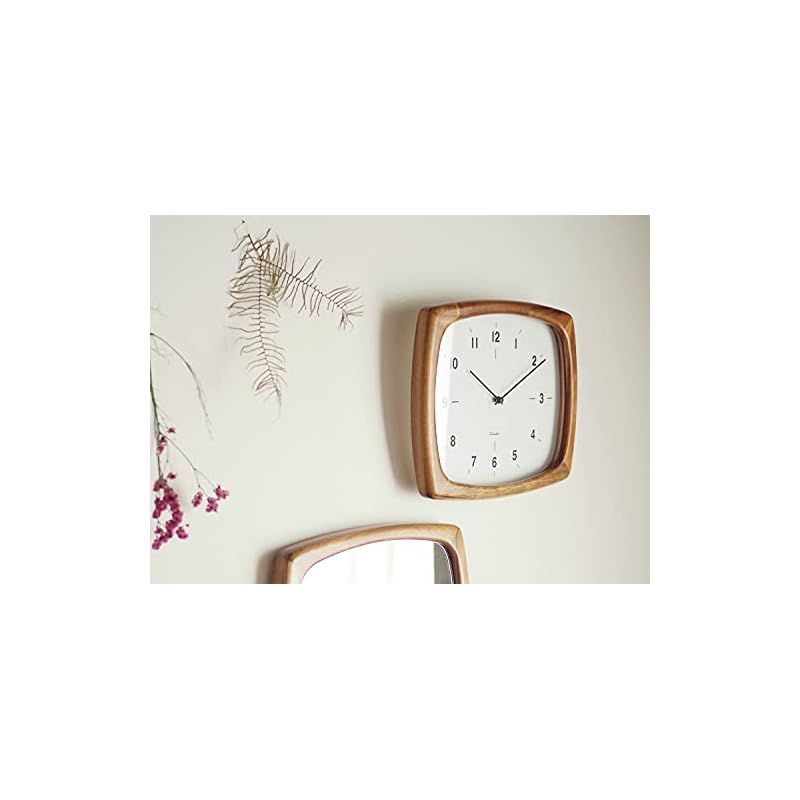 インターフォルム 掛け時計 電波時計 ニフェル CL-3355LB ブラウン 木 スクエア 幅33×高さ26×奥行5cm