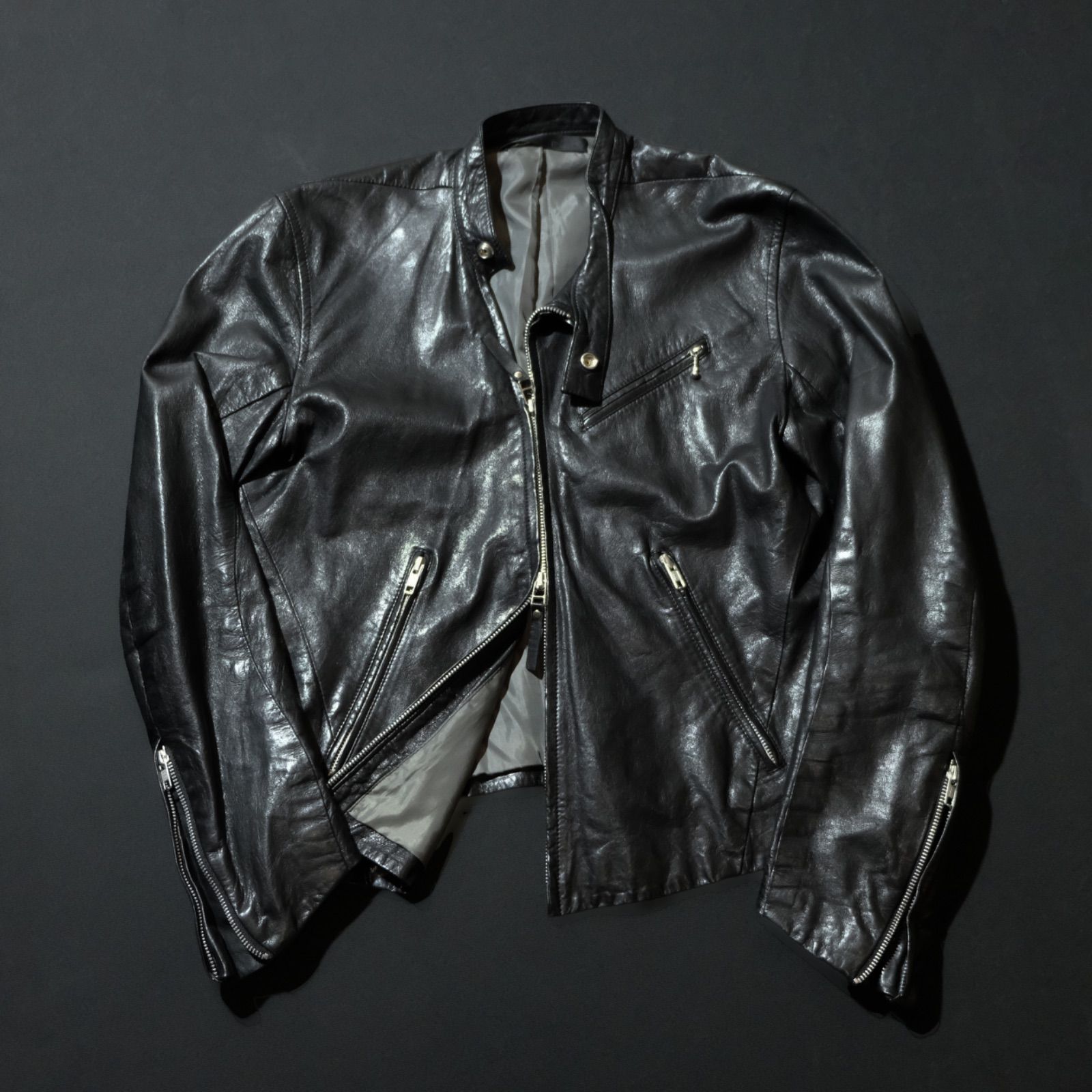 EKAM エカム 羊革 レザージャケット ライダース 黒 ブラック