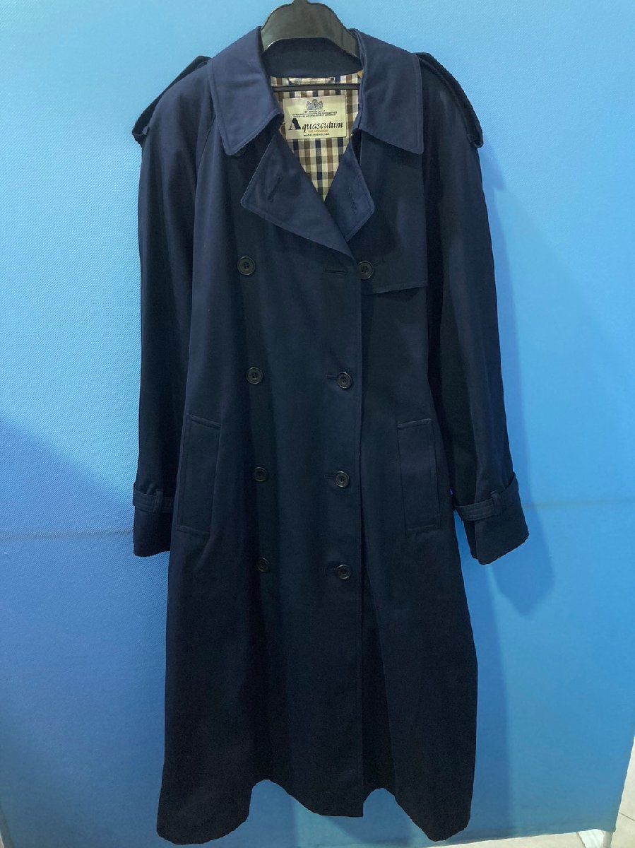 ◆Aquascutum アクアスキュータム トレンチコート 英国製 レディース ネイビー 上着 アウター ◆10568