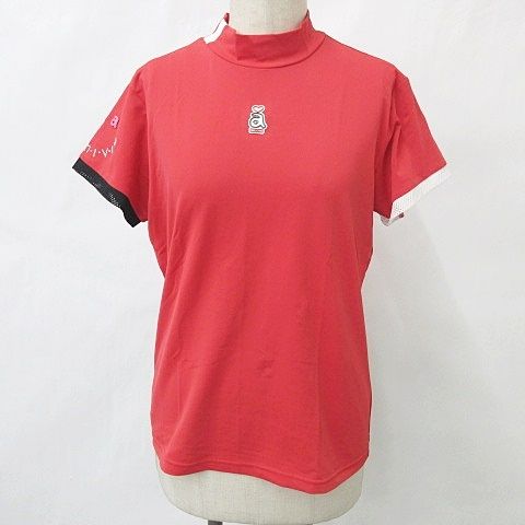 アルチビオ archivio ゴルフ スポーツウェア シャツ ハイネック モックネック ストレッチ 半袖 速乾 薄手 赤 レッド 40