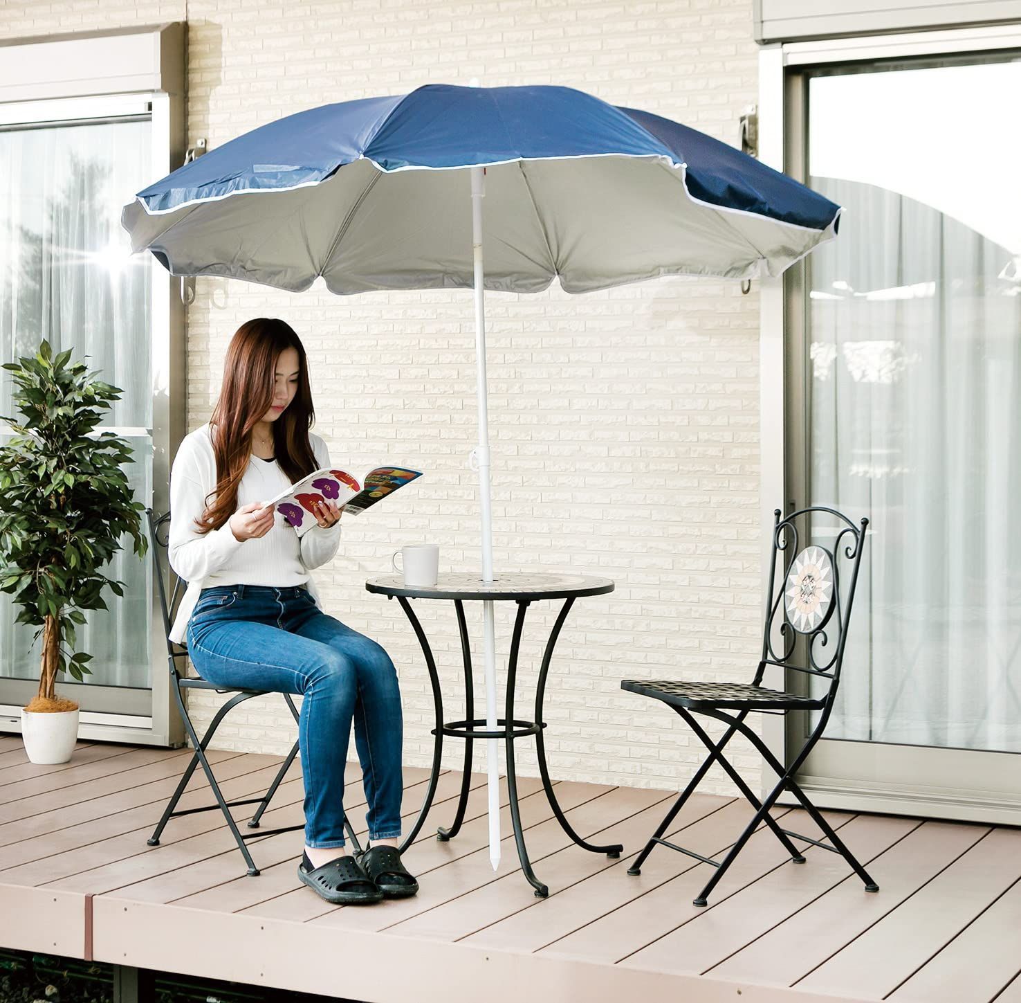 人気商品 39×48×89㎝ グレー|ブラック トゥインクルタイルチェア corporation 武田コーポレーション Takeda TIR8-CBK 折りたたみ ガーデンチェア アイアンチェア