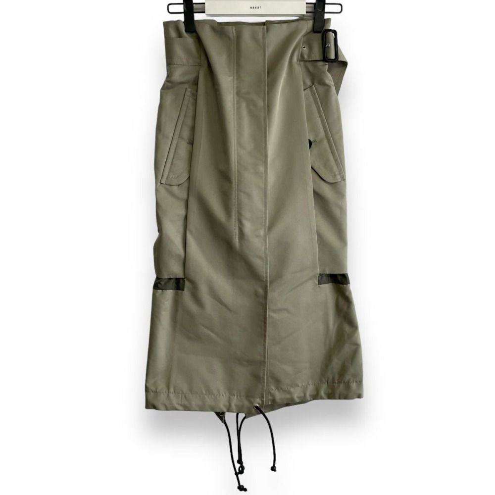 美品 22AW sacai サカイ ギャバジン ミックス ひざ下丈 タイトスカート 