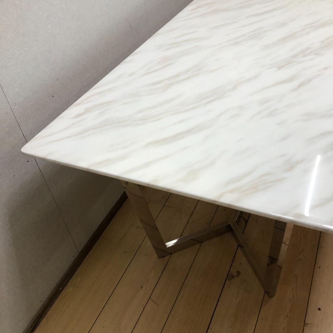 【送料無料】天然大理石 ダイニングテーブル ステンレス脚 高級感 250311 送料無料】天然大理石 ダイニングテーブル ステンレス脚 高級感