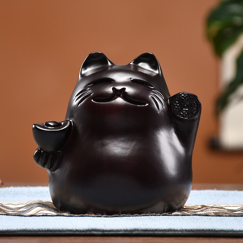 極美品 黒檀木彫 招き猫 招財 職人手作り 風水 木彫り インテリア 開運 仏像 子宝 玄関 客間の置物 贈り物 - メルカリ